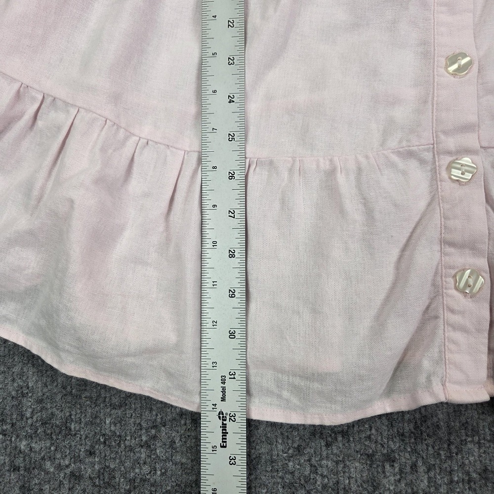 Stoney Clover Lane Dress Womens Small Pink Linen Puff Sleeve Button Front Swing - Picture 2 of 10
